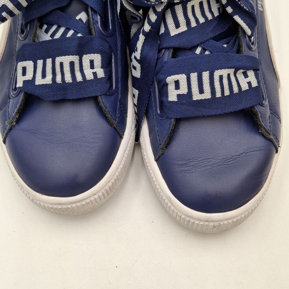 Puma Shoes Women's 7.5 US Basket Heart De Blue/White Leather Sneakers 364082 02 - Picture 12 of 16